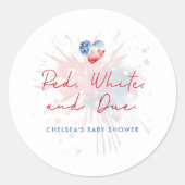 Red White & Due Baby Shower  ラウンドシール (正面)