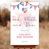 Red White & Due Baby Shower  ラウンドシール