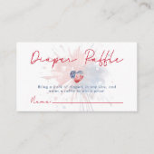 Red White & Due Baby Shower diaper Raffle エンクロージャーカード (正面)