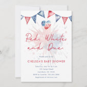 Red White & Due Baby Shower Invitation 招待状 (正面)