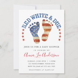 Red White & Due Baby Shower Invitation 招待状