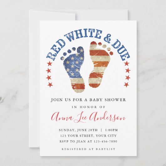 Red White & Due Baby Shower Invitation 招待状 (正面)