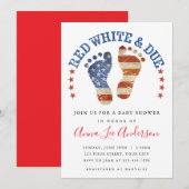 Red White & Due Baby Shower Invitation 招待状 (正面/裏面)