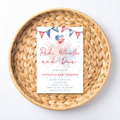 Red White & Due Baby Shower Invitation 招待状