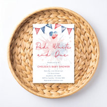 Red White & Due Baby Shower Invitation