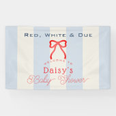 Red White & Due Blue Bow Stripes Boy Baby Shower 横断幕 (横)