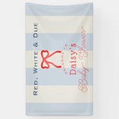 Red White & Due Blue Bow Stripes Boy Baby Shower 横断幕 (縦)