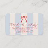 Red White & Due Bow Blue Stripes Baby Book Request エンクロージャーカード (正面)