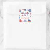 Red, White & Due Gender Neutral Baby Shower スクエアシール (バッグ)