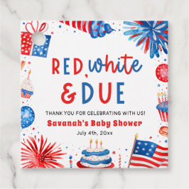 Red, White & Due Gender Neutral Baby Shower フェイバータグ