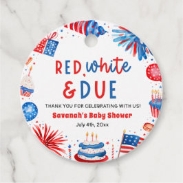 Red, White & Due Gender Neutral Baby Shower フェイバータグ