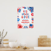 Red White & Due Gender Neutral Baby Shower Welcome ポスター (キッチン)
