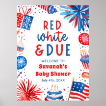 Red White & Due Gender Neutral Baby Shower Welcome