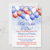 Red White & Due Independence Day Baby Shower 招待状 (正面)
