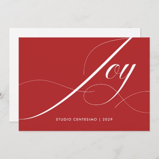 Red White Elegant Modern Joy Corporate Logo シーズンカード (正面/裏面)