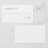 Red White Elegant Plain Professional Linen 名刺 (正面/裏面)