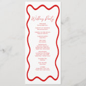 Red White Elegant Wavy Border Wedding プログラム (裏面)