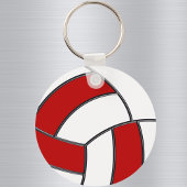 Red White Faux Silver Glitter Volleyball Keychains キーホルダー