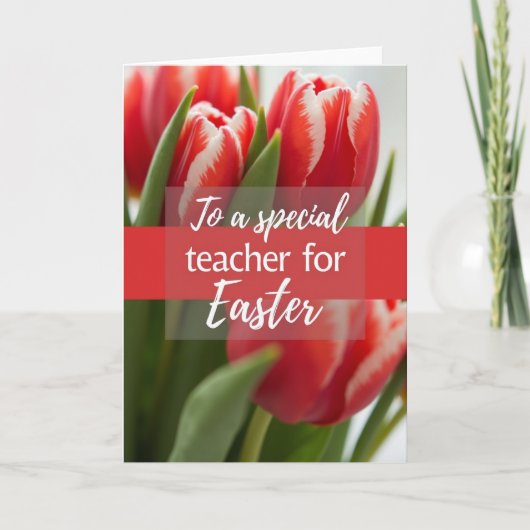 Red White Flower Thank You Card カード (正面)