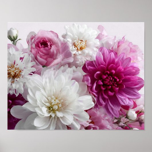 Red & White Flower Wall Art – Elegant Floral Decor ポスター (正面)