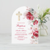Red White Flowers Arch Baptism 招待状 (スタンド正面)
