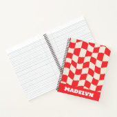 red& white geometric pattern monogram name ノートブック (内部)