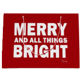 Red & White Gift Bag | Merry & All Things Bright ラージペーパーバッグ (正面)