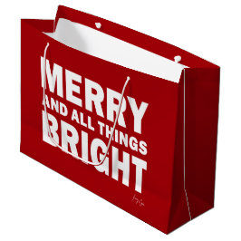 Red & White Gift Bag | Merry & All Things Bright ラージペーパーバッグ