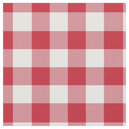 Red & White Gingham Plaid ファブリック (クローズアップ)