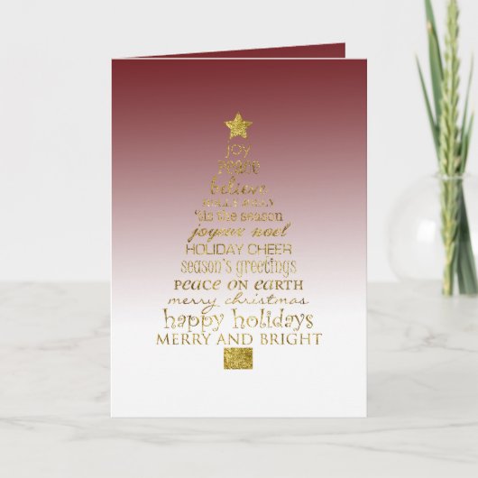 Red White Gold Inspirational Christmas Tree カード (正面)