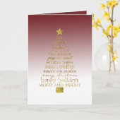 Red White Gold Inspirational Christmas Tree カード (黄色い花)