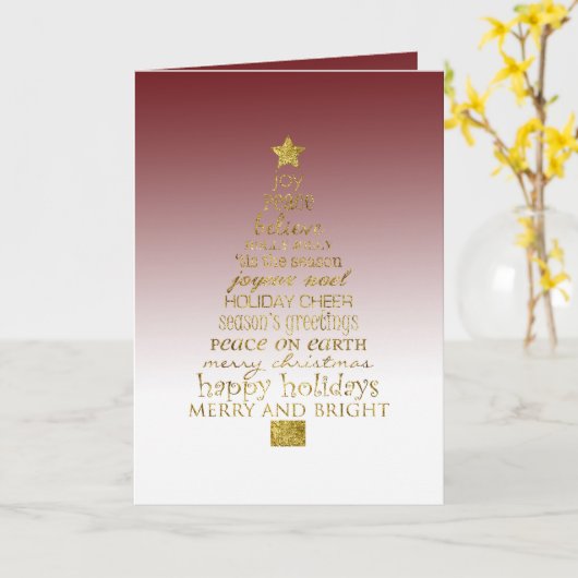 Red White Gold Inspirational Christmas Tree   カード (黄色い花)