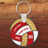 Red, White, Gold Personalized Volleyball Keychains キーホルダー (正面)