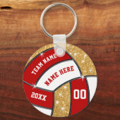 Red, White, Gold Personalized Volleyball Keychains キーホルダー (正面)