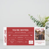 Red & White Graduation Faux Ticket |  Invitation 招待状 (スタンド正面)