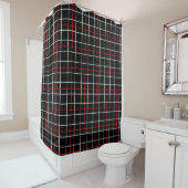 Red White Graphical Lines Black Plaid Design  シャワーカーテン (インサイチュ)