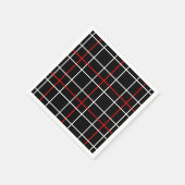 Red White Graphical Lines Black Plaid Design  スタンダードカクテルナプキン (角)