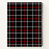 Red White Graphical Lines Black Plaid Design ノートブック (裏面)