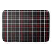 Red White Graphical Lines Black Plaid Design  バスマット (正面)
