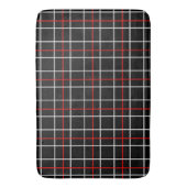 Red White Graphical Lines Black Plaid Design バスマット (正面縦)