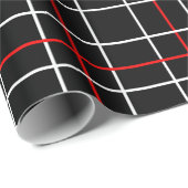 Red White Graphical Lines Black Plaid Design  ラッピングペーパー (ロールコーナー)