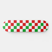 Red White Green Checkered Pattern Design  スケートボード (横)