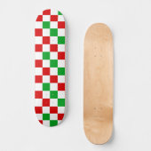 Red White Green Checkered Pattern Design  スケートボード (正面)
