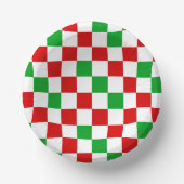 Red White Green Checkered Pattern Design ペーパーボウル (正面)
