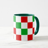 Red White Green Checkered Pattern Design  マグカップ (正面右)