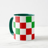 Red White Green Checkered Pattern Design  マグカップ (正面左)
