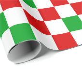 Red White Green Checkered Pattern Design  ラッピングペーパー (ロールコーナー)