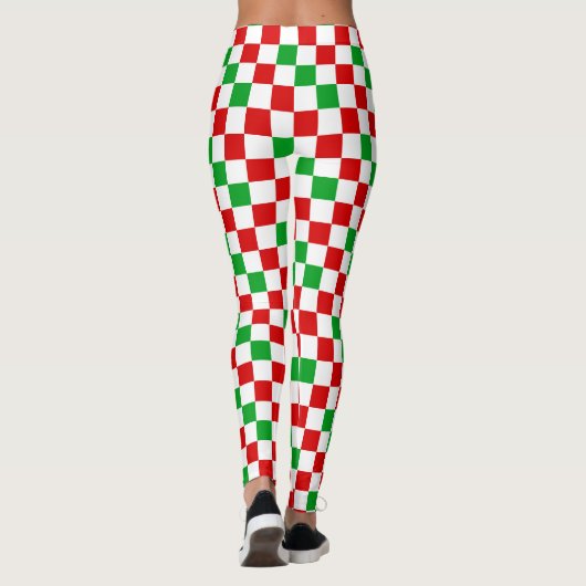 Red White Green Checkered Pattern Design レギンス (裏面)