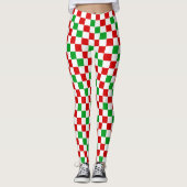 Red White Green Checkered Pattern Design  レギンス (正面)