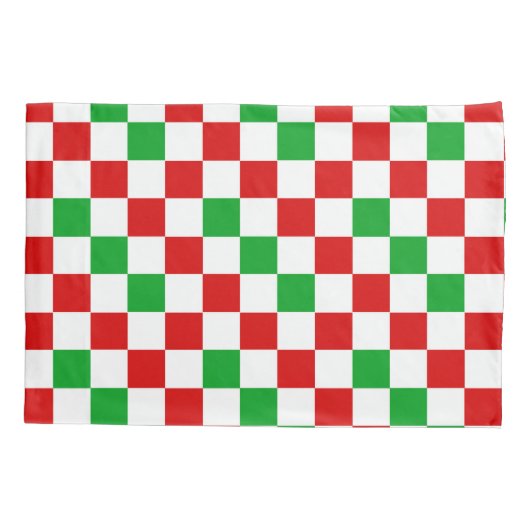 Red White Green Checkered Pattern Design  枕カバー (裏面)